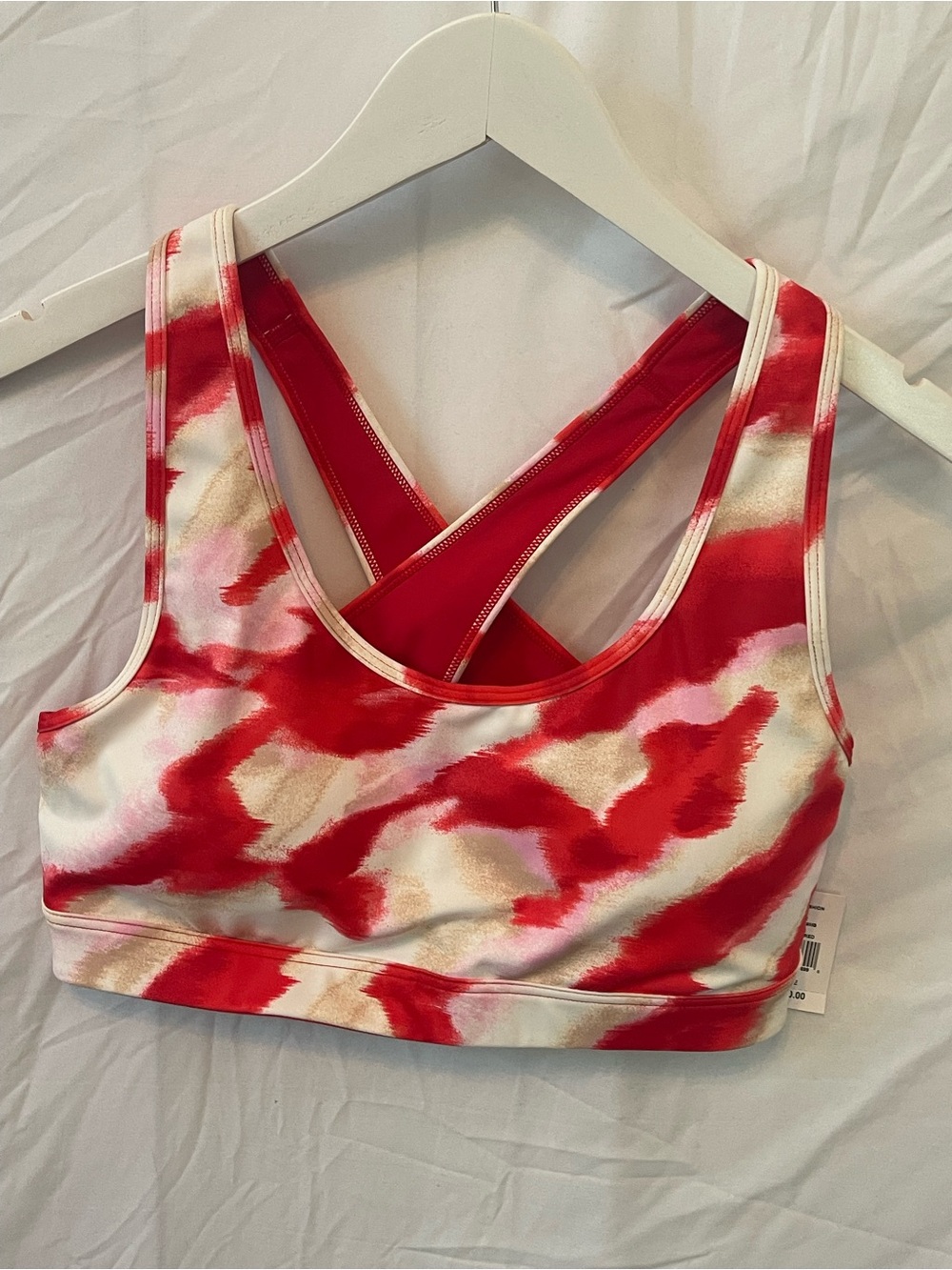 Thompson Red & Cream Tie-Dye Cross-Back Sports Bra